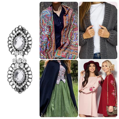uxcell Vintage Sweater Clips, Cape Cloak Clasp Retro Cardigan Clips Shawl Collar Clasp Dress Shirt Brooch Clips for Women