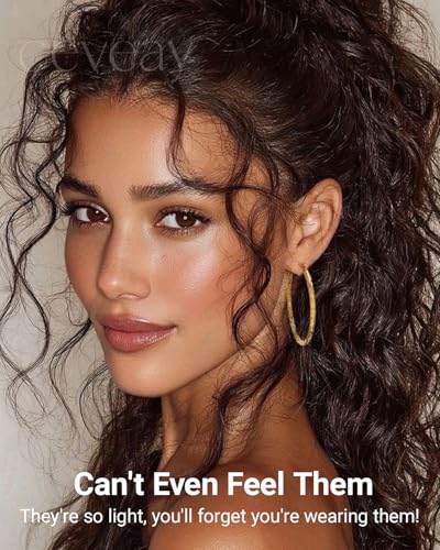 925 Sterling Silver Post Hoop Earrings Lightweight Twisted Hoop Earrings for Women Hypoallergenic Large Hoop Earrings 30/40/50MM - color: Gold, size: 50MM
