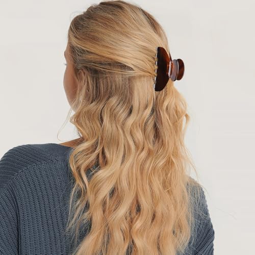 MAORULU Medium Cute Acetate Hair Claw Clips for Women Girls, 3 Inch Cherry Red Claw Clips for Thin & Medium Thick Hair, Durable French Banana Clip with Gift Box (Caramel) - color: Caramel