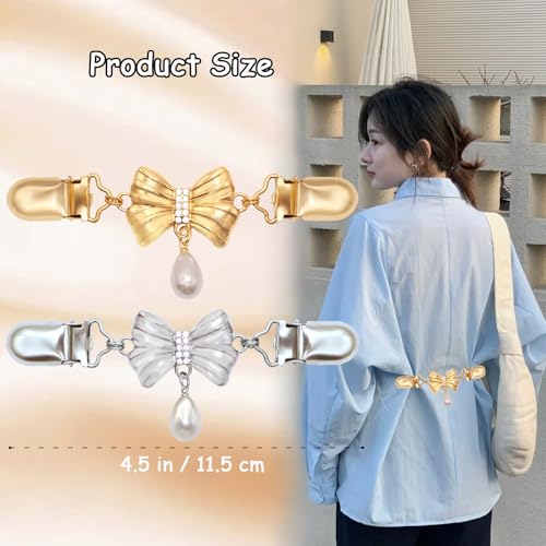 2 PCS Waist Cincher Clips Dress Clips Back Cinch for Shawl Cardigan Sweater Clothes Shirt Tightener Clip(Silvery Golden) - color: Color B