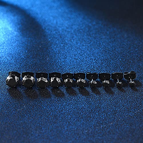 Surgical Stainless Steel Stud Earrings Hoop Earrings for Women Men 14K Gold Plated Hypoallergenic Cartilage Earrings Flat Back CZ Earrings Set Dainty Multiple Piercing Pack of 8 Pairs - color: Push back (Black)