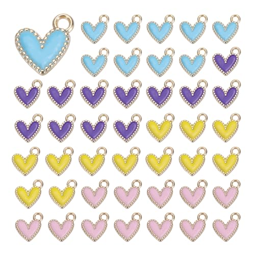 MECCANIXITY Enamel Alloy Heart Charm,Valentine Heart Pendants Love Jewelry Making Charm for DIY Necklace Bracelet Earrings Keychain - color: Pink/Blue/Purple/Yellow