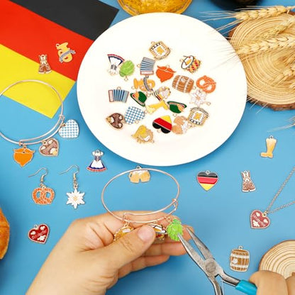 MARFOREVER 40Pcs/20 Pairs Oktoberfest Charms for Jewelry Making | Beer Theme Festival Charm, German Beer Mug Pretzel Dangle Charms, for Bracelet Necklace Earrings Making Accessories DIY Craft - style: Oktoberfest