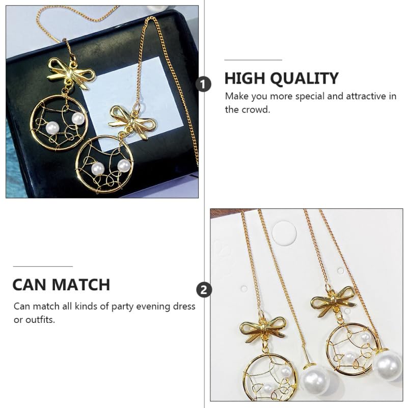 1Pair Chic Net Shaped for Women Creative Pearl Ear Pendants Simple Fashion Occasions Elegant Evening Dress Accessories