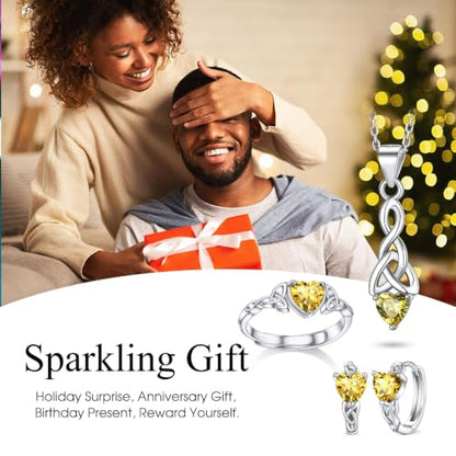 Bestyle 925 Sterling Silver Huggie Hoop Earrings Small Birthstone Hoop Earrings for Women Hypoallergenic Silver Huggie Earring,Great Birthday Earrings Gift for Daughter Wife Mom - color: 11-Yellow Topaz-Hoop