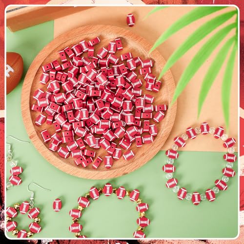 300Pcs Football Color Oval Loose Beads for Jewelry Making, DIY Crafts and Handicrafts - color: Football Color