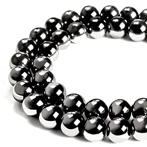 100pcs 8mm Black Hematite Beads Natural Gemstone Beads Round Loose Beads for Jewelry Making - color: Black Hematite, size: 8mm