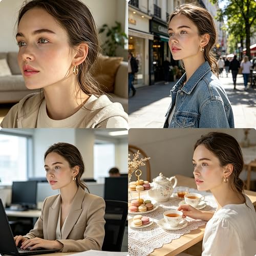 Milan Chiva 14K Gold Plated Small Huggie Dangle Earrings | Lightweight Trendy Heart Dainty Jewelry Hypoallergenic Chunky Gold Hoops Earrings Jewelry Mothers Day Gift for Women - color: H-Gold
