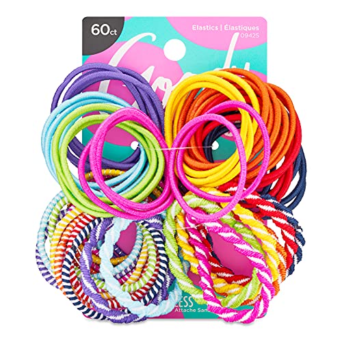 Goody Kids Ouchless Hair Elastics – No Pull, No Breakage, Tangle-Free Hold for Fine Hair – 60 Count, Assorted Colors, Long-Lasting Ponytail Holders for Girls & Boys - size: 60 Count (Pack of 1)