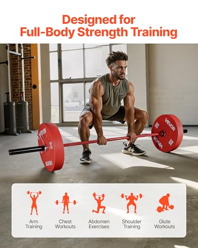 VEVOR 7FT/6FT/4FT Olympic Barbell Bar, Fits 2-Inch Weight Plates, Barbell Bar with Knurled Grip for Strength Training, Weightlifting, Squat, Deadlift, Bench Press, Curl, Overhead Press, 500lbs/700lbs/1000lbs Capacity - size: 7FT, 1000LBS