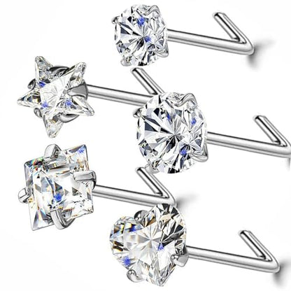 14k Gold Plated Nose Rings Studs for Women 316L Surgical Steel Nose Piercings 22g/20g/18g Gauges 1.5mm/2mm/2.5mm/3mm/3.5mm/4.5mm Sizes - color: 22g 5pcs L Silver Surgical Steel