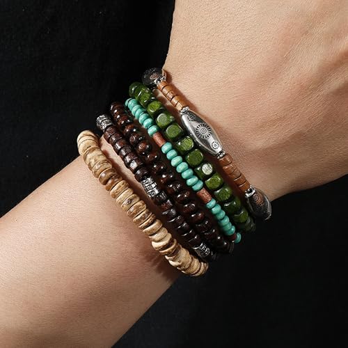 Long tiantian Boho Bracelets for Women Stackable Wooden Bracelet Western Beaded Bracelet Stack Boho Fashion Trendy Jewelry Gifts - color: A4:boho bracelets
