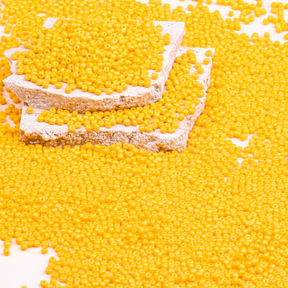 Legefo 4mm Glass Seed Beads Bulk, Orange-Yellow 6/0 Small Mini Pony Seed Beads, Tiny Round Craft Bead for Bracelet Necklace Wrist Jewelry Making Beading Weaving DIY Crafts Supplies, 1000pcs - color: Orange-Yellow