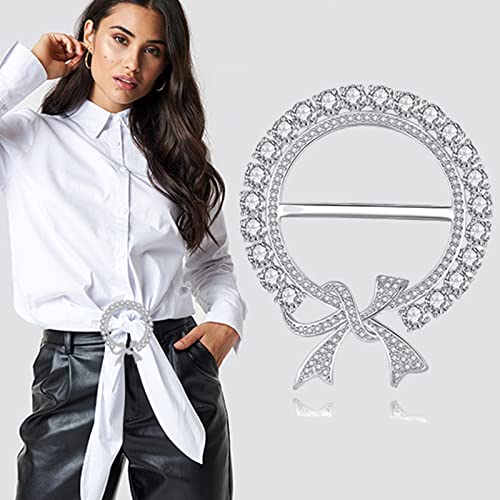 6PCS Silk Scarf Ring Clip T-shirt Tie Clips for Women Waist Buckle for Shirts Clothing Silver Zinc Alloy Clothing Ring Wrap Holder