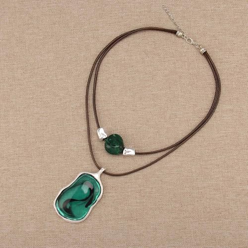 Bohemian Necklaces for Women Long Leather Necklace with Large Pendant Chunky Boho Hippie Jewelry Pendant Chocker Necklace - style: Large Boho Necklaces