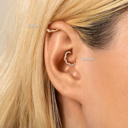 BodyBonita 16G Cloud Hinged Septum Rings - G23 Titanium Nose Rings Hoops Clicker Septum Jewelry CZ Nose Piercings Helix Tragus Rook Daith Earrings for Women Men Silver/14K Gold Plated 8mm - color: Gold-Cloud Shape