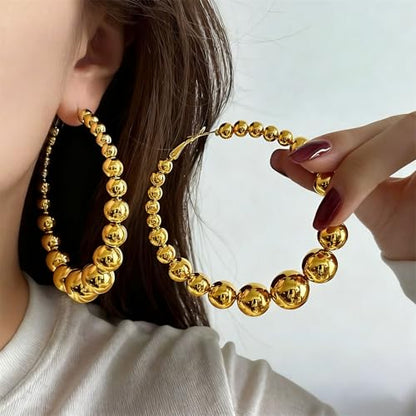 Gold Large Hoop Earrings Lightweight Chunky Gold Earrings Big Hoop Earrings for Women Silver Chunky Earring Gold Statement Earring Fashion Trendy Jewelry - style: A - gold