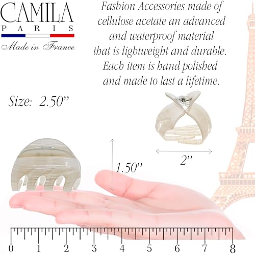 Camila Paris CP3627 French Octopus Hair Clip, 2.5" Small Claw Clips for Thick Hair, Girl Octopus Claw Clip for Women, Strong No-Slip Grip, Wide Jaw Clips for Women, Made in France - color: Beige 2.5"