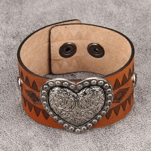 Jeilwiy Punk Leather Wristbands for Men Bracelets Handmade Wide Cuff Bangle Braided Jewelry Black Brown Adjustable - Punk Father's Gifts - color: 04 Leather Cuff Bracelet Brown