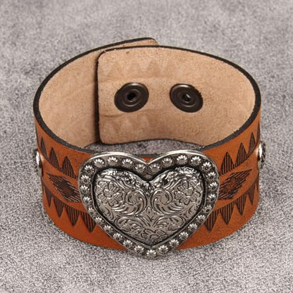Jeilwiy Punk Leather Wristbands for Men Bracelets Handmade Wide Cuff Bangle Braided Jewelry Black Brown Adjustable - Punk Father's Gifts - color: 04 Leather Cuff Bracelet Brown
