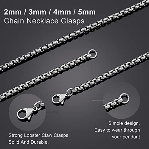 Mens Chain Necklaces, Stainless Steel Rolo Chain Necklace for Men & Women - color: Silver 4mm