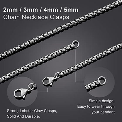 Mens Chain Necklaces, Stainless Steel Rolo Chain Necklace for Men & Women - color: Silver 4mm