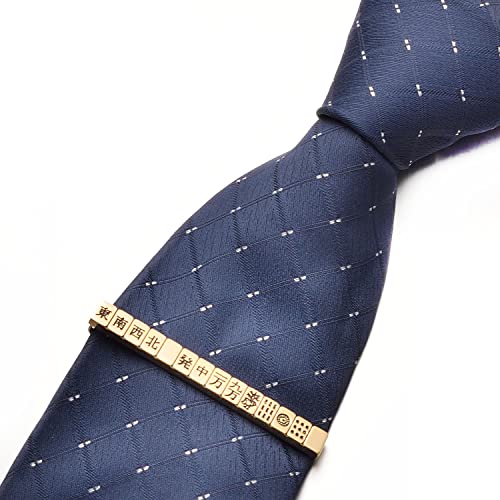Yuorsfs Chinese Mahjong Tie Clips for Men Novelty Funny Stainless Steel Tie Clip Personalized Tie Bar Suitable For Daily - style: Mahjong Tie Clips