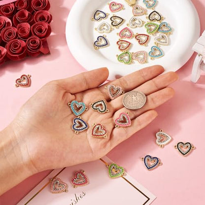 Elecrelive Crystal Heart Charms Rhinestone Heart Pendants Valentine Charms for Necklace Bracelet Earring Wedding Jewelry - color: 8 Colors, Enamel