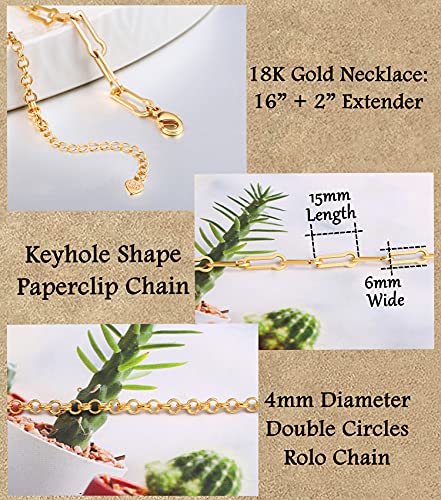 Aobei Pearl 18K Gold Plated Paperclip Chain Choker Satellite Chain Freshwater Cultured Biwa Pearl Pendant Necklace Dainty Turquoise Jewelry for Women - color: The Golden Asymmetric Chain