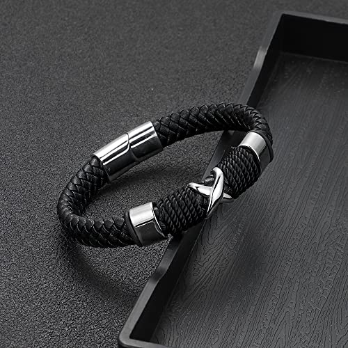 YGLINE Leather Wrap Bracelets for Women, Boho Multi-Layer Stone Beads Cuff Bracelet Jewelry - color: black
