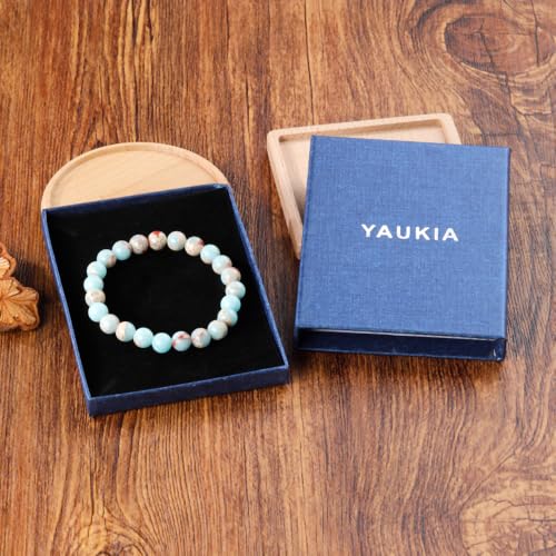 8mm Beaded Bracelets for Women, Natural Crystal Gemstone Energy Bracelets - color: Imperical Jasper