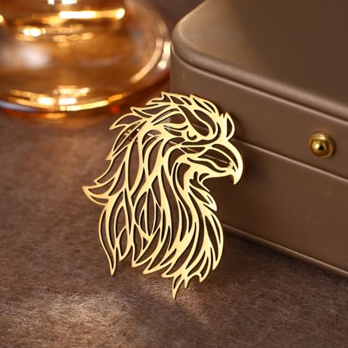 Large-sized Gold Color Phoenix Bird Brooch Wolf and Lion Brooch and Pin - style: Eagle