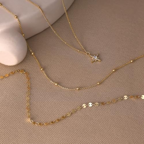 Ewrkbr Layered Necklaces for Women,Dainty Gold Necklace Stack 14k Gold Plated Layering Chain Choker Necklace Set Simple Statement Gold Necklaces for Women Trendy Waterproof Jewelry - color: Gold-Set4
