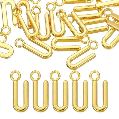 uxcell Letter Charm, Alloy Letter Initial Alphabet Charm for DIY Craft Jewelry Making Bracelets Earrings Necklace - color: Gold - U