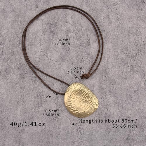Boho Necklaces for Women Chunky Circle Necklace Bohemian Necklaces | Chunky Boho Necklace for Women Layered Boho Circle Leather Choker Necklace Long Vintage Necklaces Bohemian Jewlery Gifts - style: Big Hippie Necklace