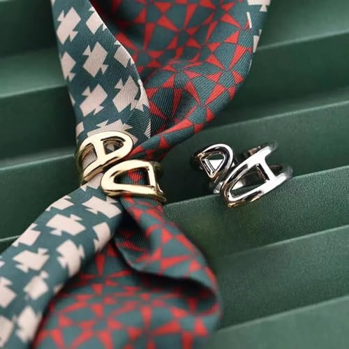SYWDUDUCLT Scarf Ring for Women's Shawl, Silk Neckerchief, Tshirt, Gold/Sivler, S/M/L, 2 Pcs - style: Snake-G/S