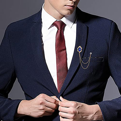 Men's Gem Brooch Lapel Pin Badge Hanging Chains Collar Brooches Pin for Career Suit Tuxedo of Shirts Tie Hat Scarf for Boyfriend Father Birthday - color: Purple