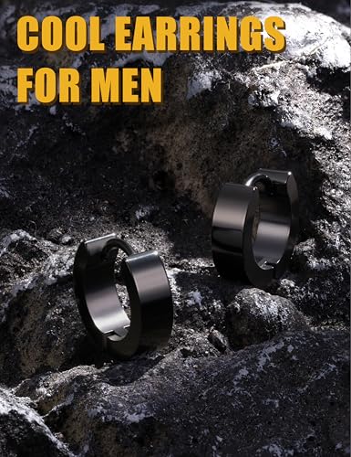 Jstyle Small Hoop Earring for Men Women Hypoallergenic Huggie Hoop Earrings | 316L Stainless Steel Earrings for Men, Non Tarnish Lightweight Sleeper Earrings, Mens Jewelry Gift, 18G, 9MM Inner Diameter - color: Black