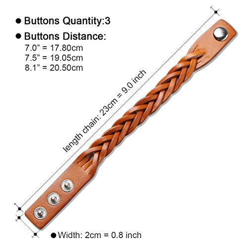 CCBFY Genuine Leather Bracelet Braided Sporty Wide Wristband Punk Jewelry for Men Women - color: 1 Piece - Yellow