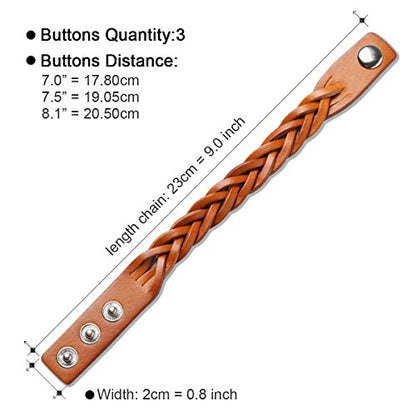 CCBFY Genuine Leather Bracelet Braided Sporty Wide Wristband Punk Jewelry for Men Women - color: 1 Piece - Yellow