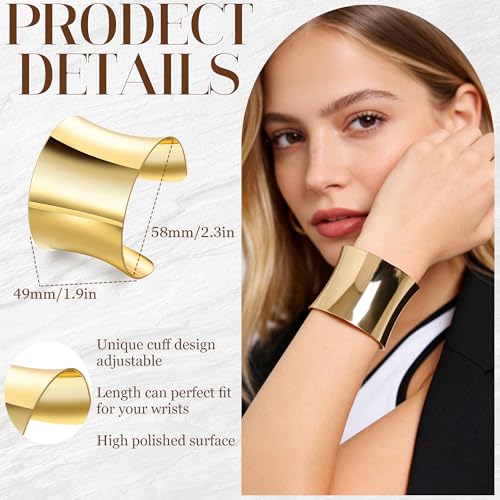 3PCS Chunky Cuff Bracelets for Women Irregular Minimalist Statement Bangle Bracelets Set Open Wide Wire Grooved Hammered Bangle Bracelet Gold Sliver Wrist Cuff Wrap Bracelet Adjustable - color: Gold Cuff Bracelets A