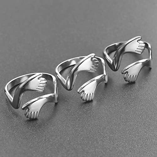 Loqimu 6 Pack Silver Midi Rings Stainless Steel Stackable Rings for Women Open Knuckle Rings Set Wide Irregular Finger Rings for Teen Girls Hug Geometric Fashion Rings Aesthetic Jewelry Gift - color: Silver
