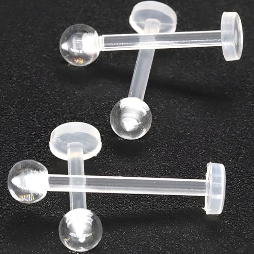 Clear Lip Piercings Set for Women Men Acrylic Nose Retainers Helix Tongue Rings Jewelry Earrings Studs Labret Piercing Para La Nariz 10 Pcs - size: 1.6*6+3