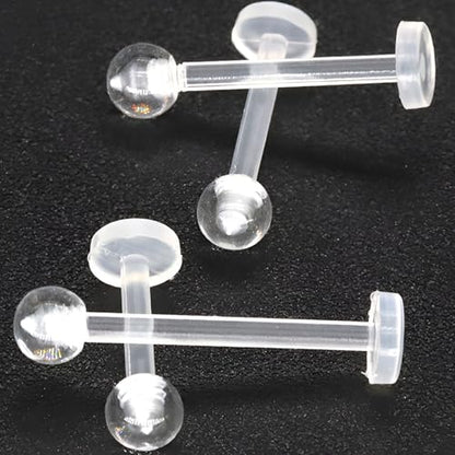 Clear Lip Piercings Set for Women Men Acrylic Nose Retainers Helix Tongue Rings Jewelry Earrings Studs Labret Piercing Para La Nariz 10 Pcs - size: 1.6*6+3