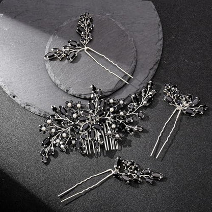 Wedding hair accessories, Bridal for piece, brides headpiece, Bride comb（Black） - color: Black