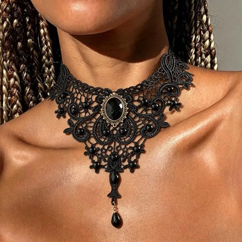 Black Necklaces for Women,Adjustable Layered Collar,Goth Jewelry - color: Flute