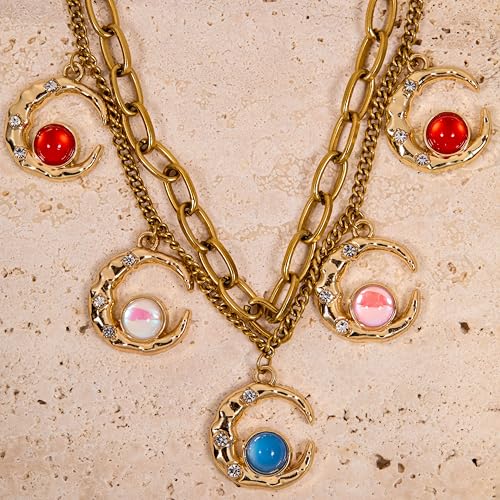 Gold-Tone Moon Charms with Rhinestones for DIY Jewelry Making - 20 PCS Metal Crescent Pendants for Bracelets, Necklaces, Earrings - Celestial Craft Supplies, Gift for Women and Crafters