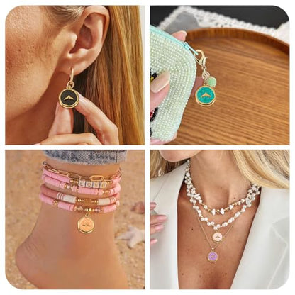 8Pcs Cute Stainless Steel Enamel Charms Flat Round with Fishtail Pendant Mixed Color Animal Theme Dangle Charm with Jump Ring for DIY Necklace Keychain Jewelry Making - color: Fishtail