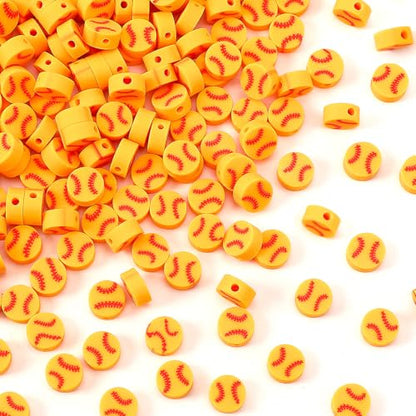 300Pcs Softball Clay Beads for Jewelry Making | Softball Polymer Clay Beads,for Bracelets Necklaces Earrings and Crafts Supplies - color: Softball Color