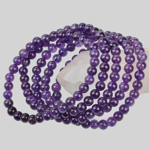 MASSIVE BEADS Handmade Yoga Stretch Elastic Bracelet Natural Stone Crystal Healing Power Energy Gifts for Unisex Adult 4mm 6mm 8mm 10mm - color: Amethyst(Love Guardian), size: 6mm